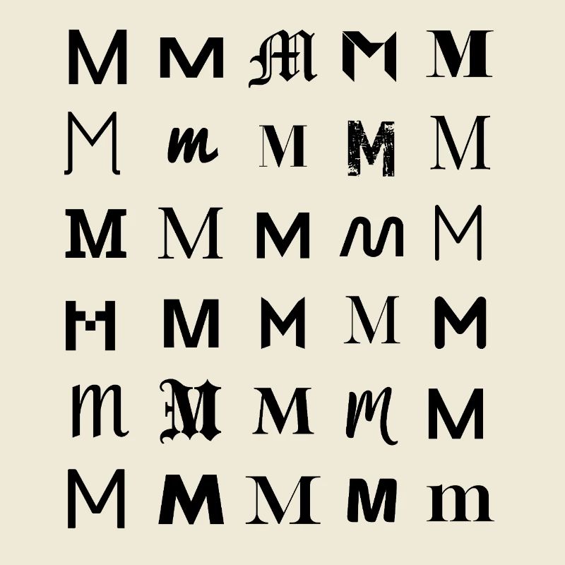 Typography M monogram letter mosaic design