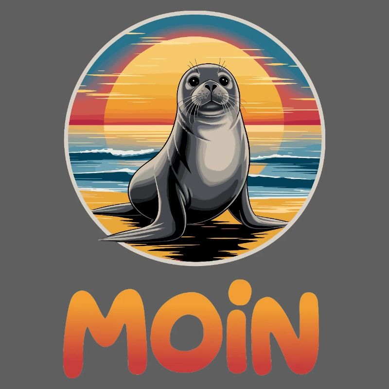 Mignon phoque Moin sur la plage Coucher de soleil