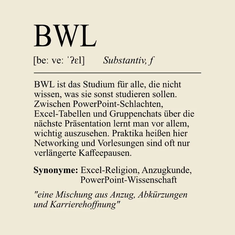 Unispruch "BWL" Student Geschenk, Studenten