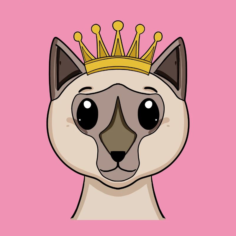 Katze mit Krone - Siamkatze mit Krone
