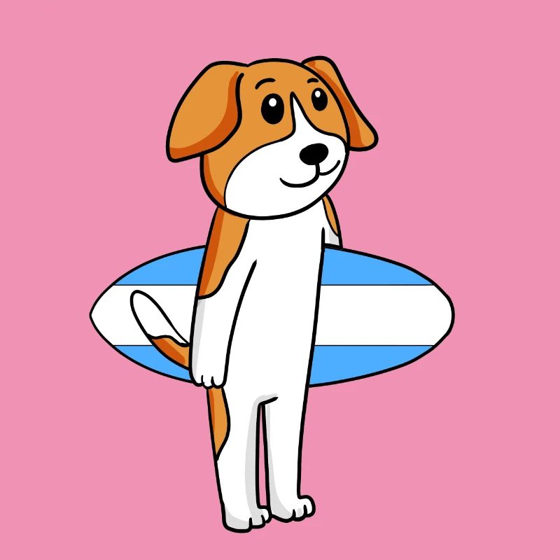 Surfboard Hund Beagle Surfen Geschenk