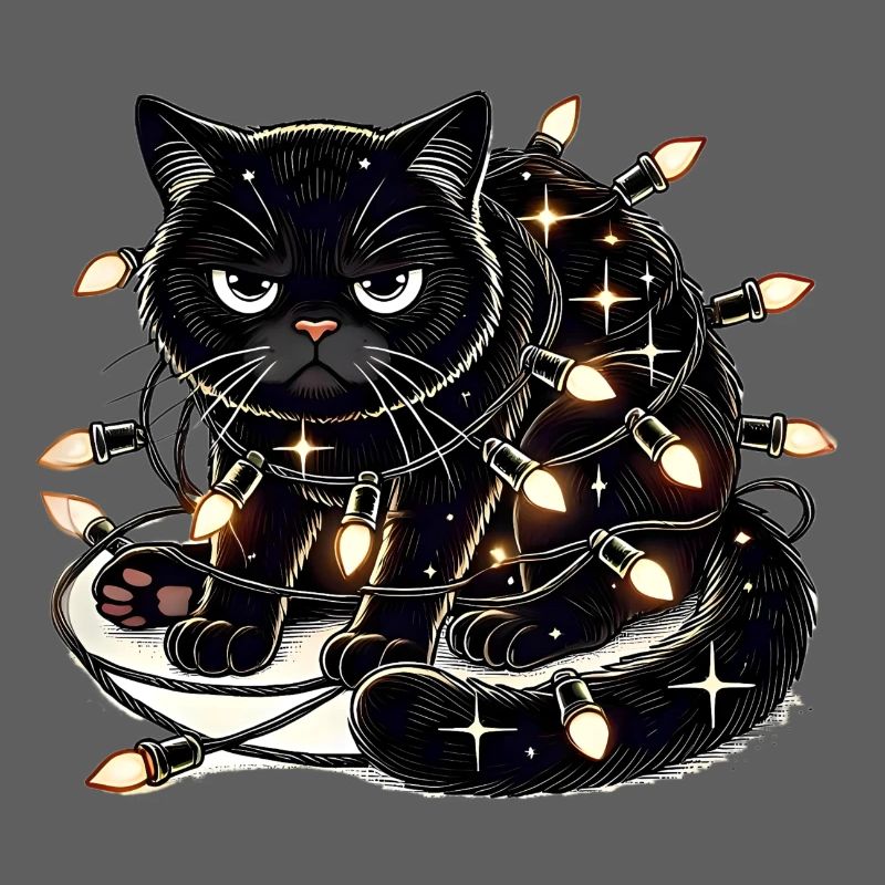 Grumpy Christmas Cat. Meow but please without tinsel