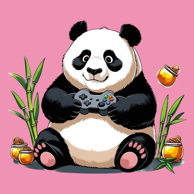 Chill Panda mit Gaming Controller