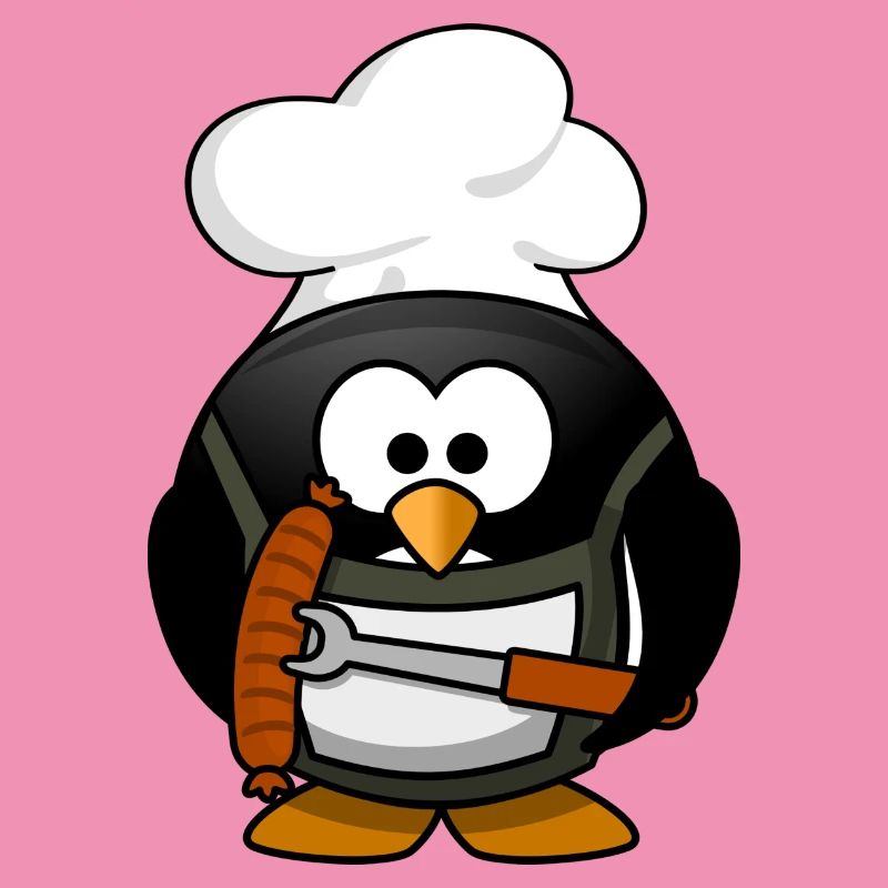 Cuisson du pingouin avec des saucisses grillées