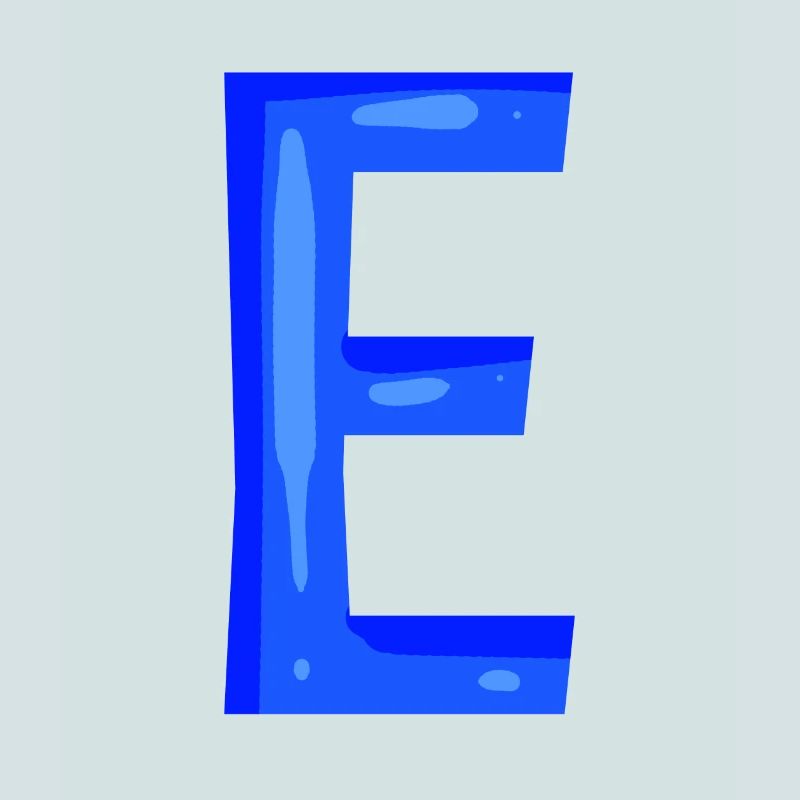 Lettre E initiale bleu