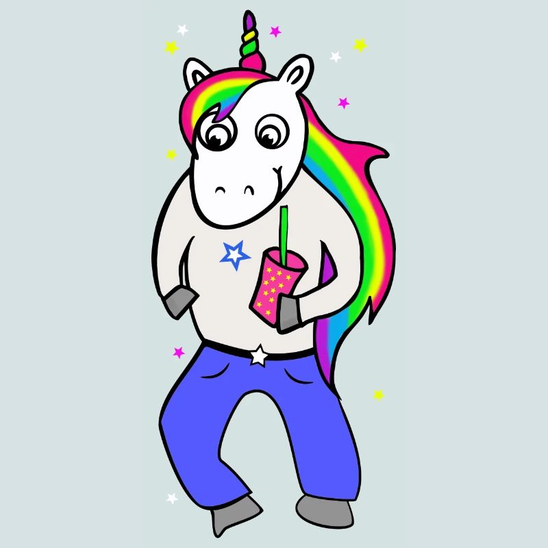 Einhorn Disco mit Getränk