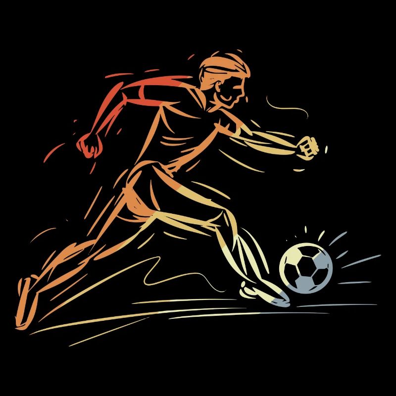 Soccer Player Drawing Retro