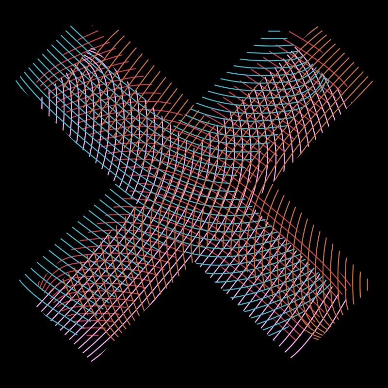 X cool avec différentes couleurs de lignes