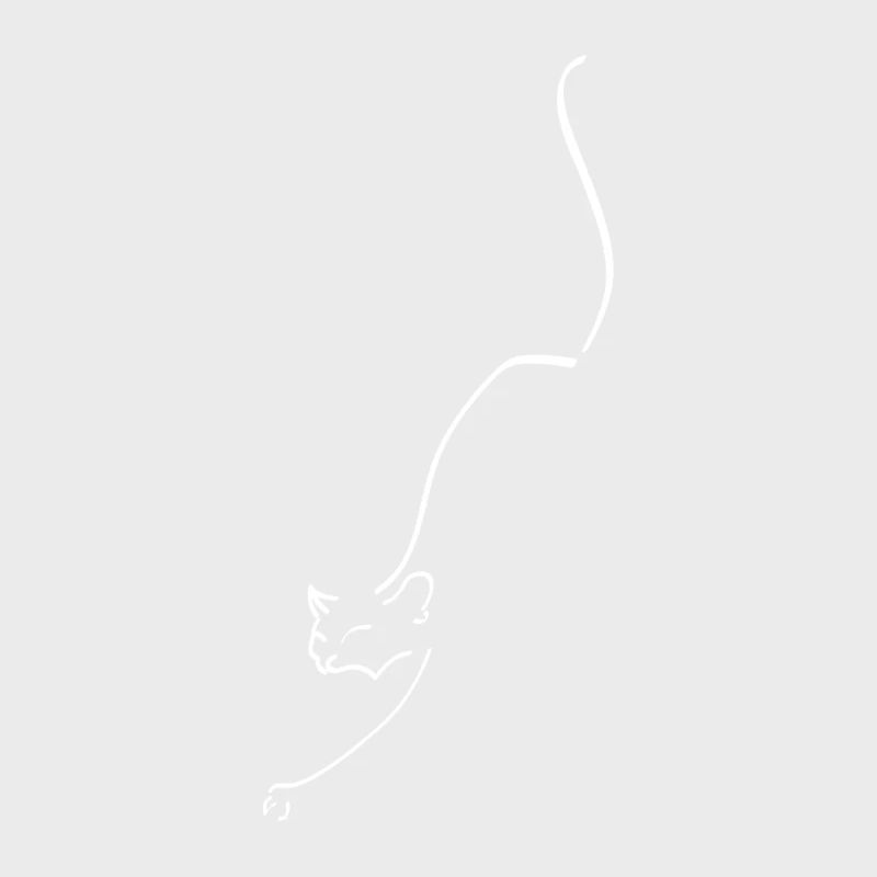 Cat One Line Blanc - Chat Oneline Blanc