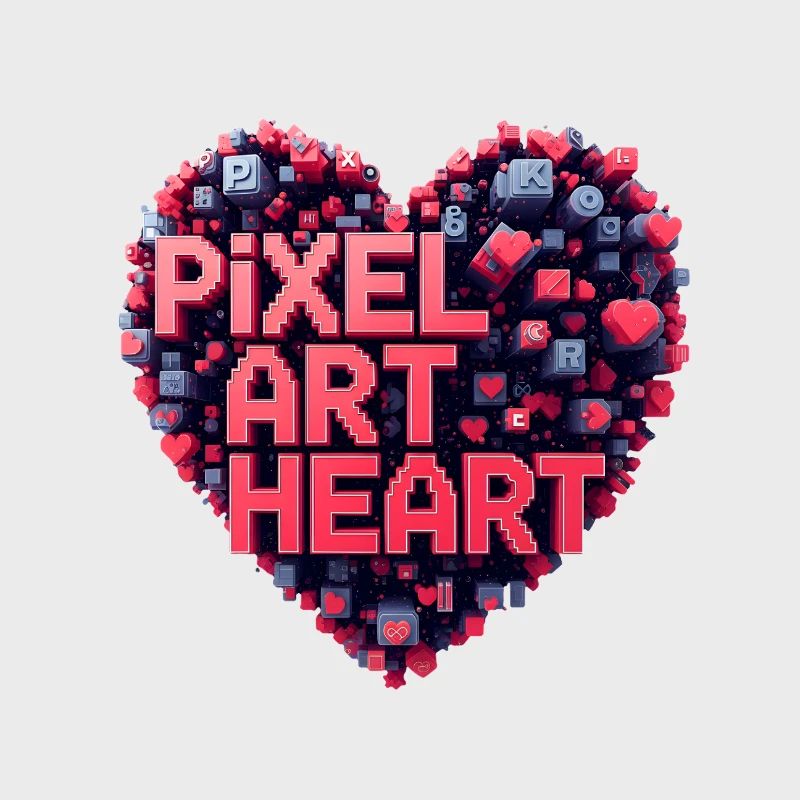 Pixel Art Heart Collage