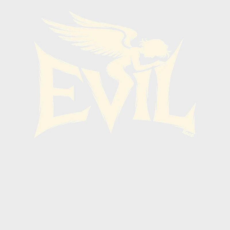 Evil Schriftzug mit dunklem Engel