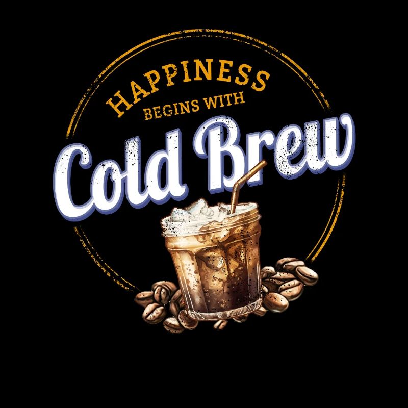 Conception de café vintage à cold brew avec grains de café