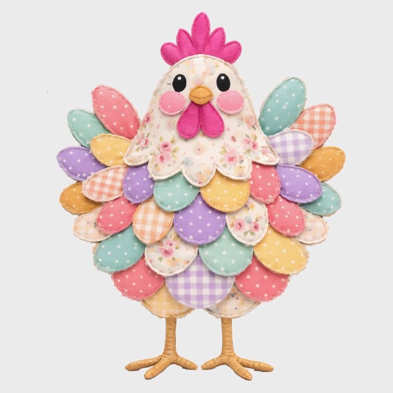 Cute Patchwork Hen Rustic Style