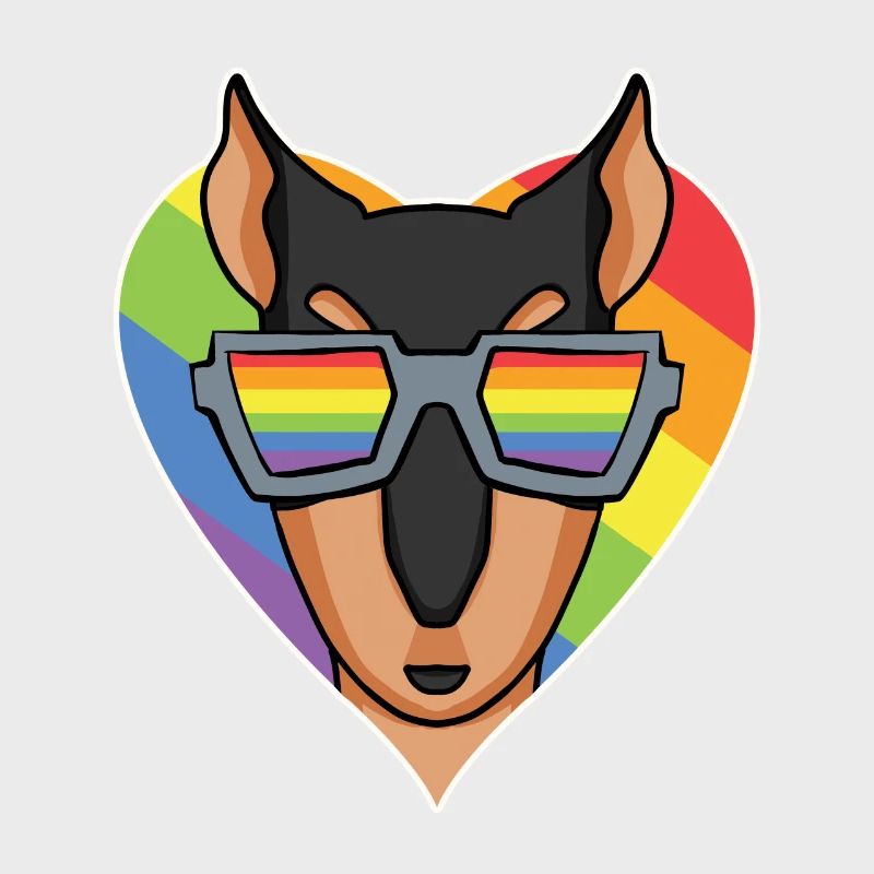 Regenbogen - Hund mit Brille - Dobermann