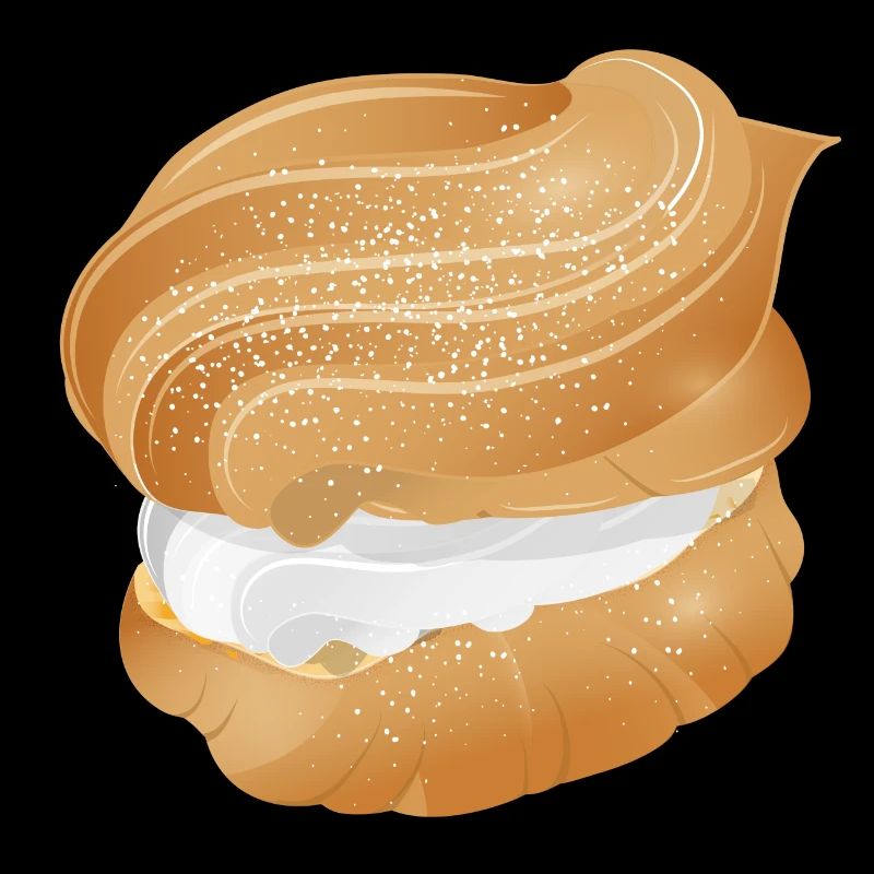 Illustration eines mit Sahne gefüllten Windbeutel