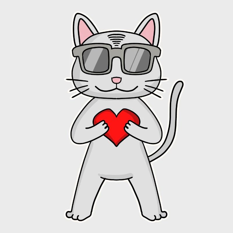 Cat with heart and glasses - Devon Rex