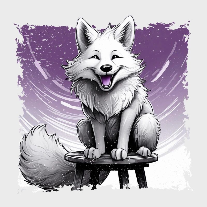 Fox comic, laughing, sitting on stool | Poster