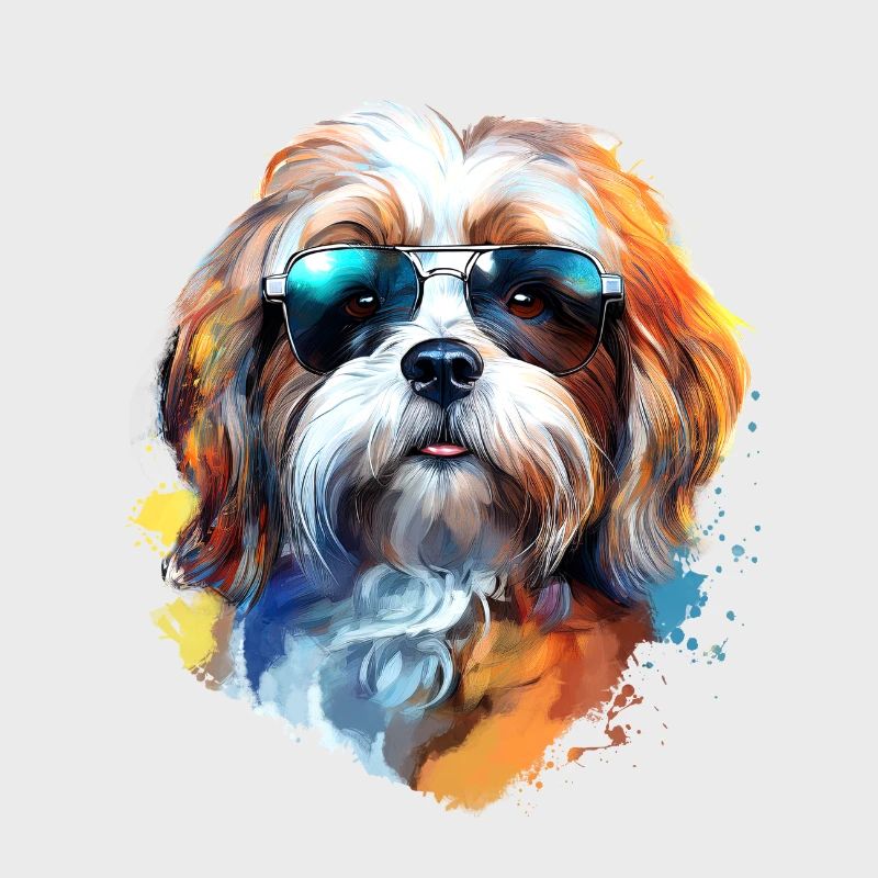 Lhasa Apso with sunglasses