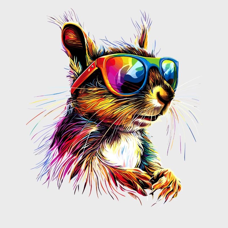 Eichhörnchen Kopfhörer Bunt Popart DJ Eichhörnchen