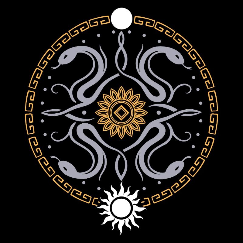 Roue serpentine avec soleil et lune