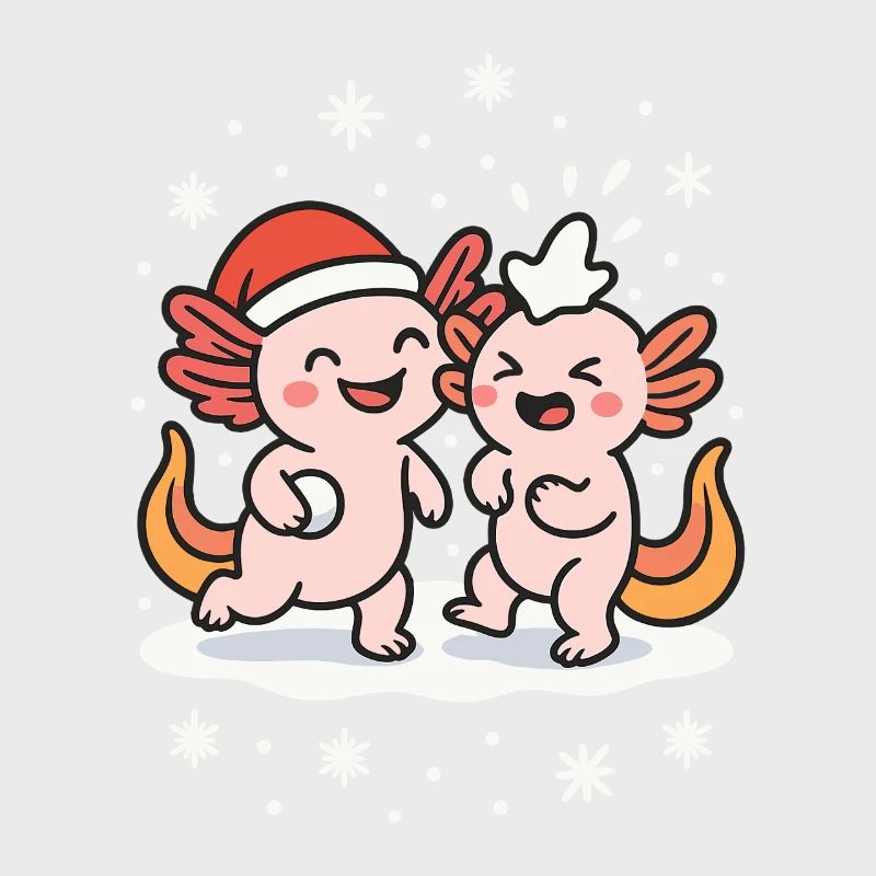 Axolotl bataille de boules de neige hiver