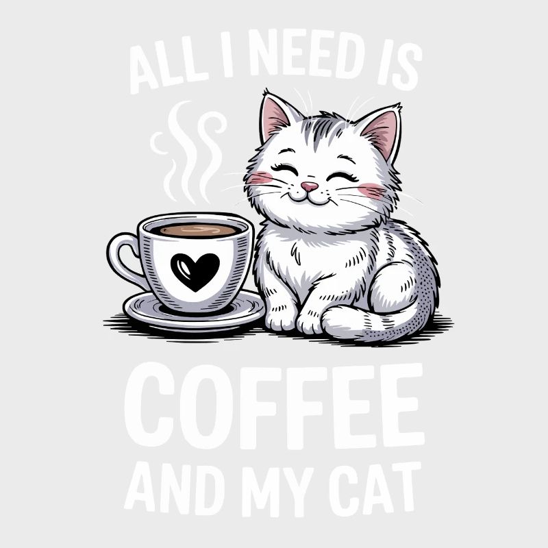 Conception de citation de café et de chat