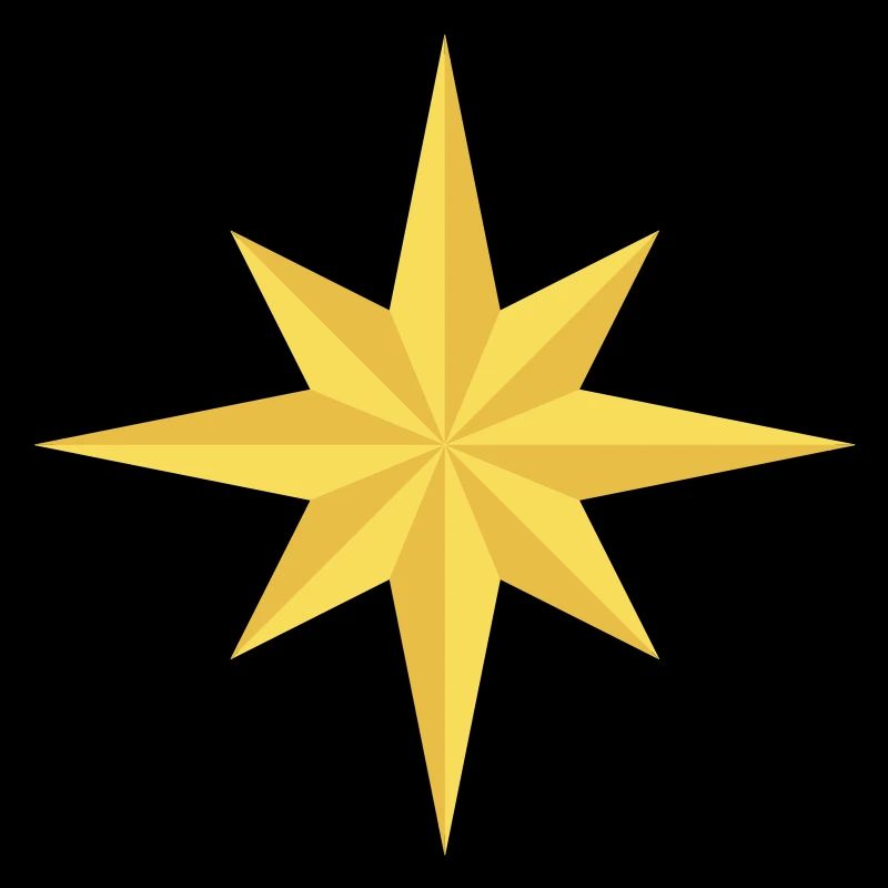 Golden Star with Eight Prongs