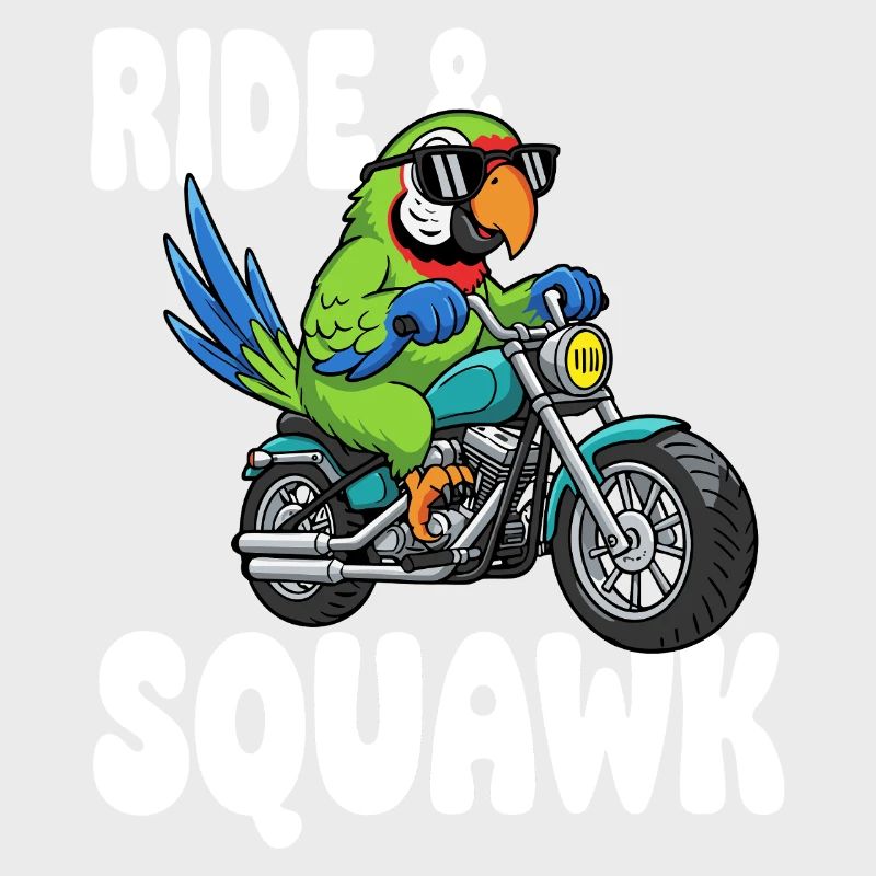 Raging parrot on motorcycle
