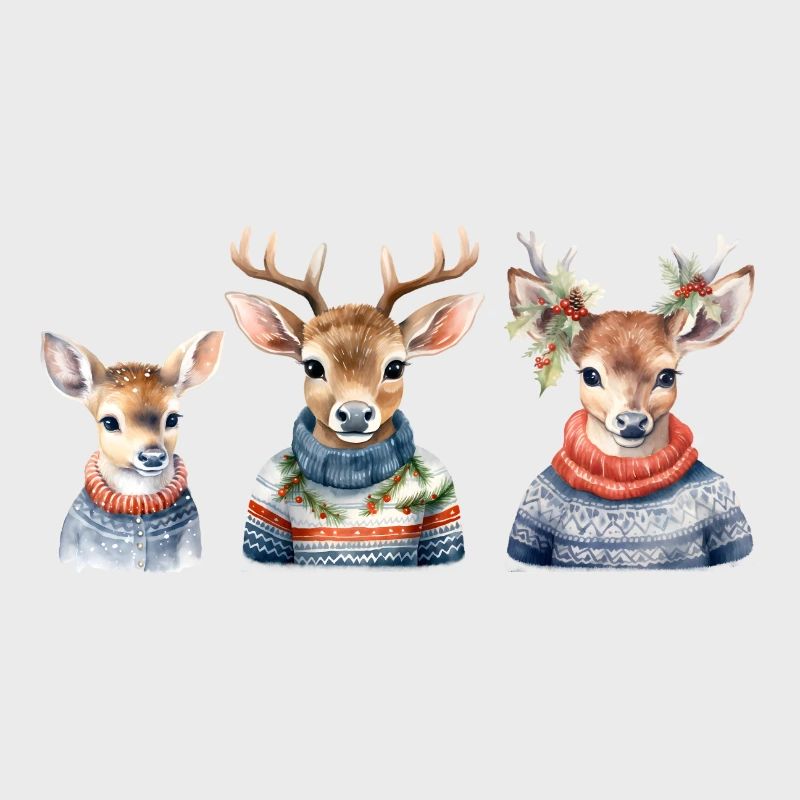 Winterhirsche Pullover-Trio