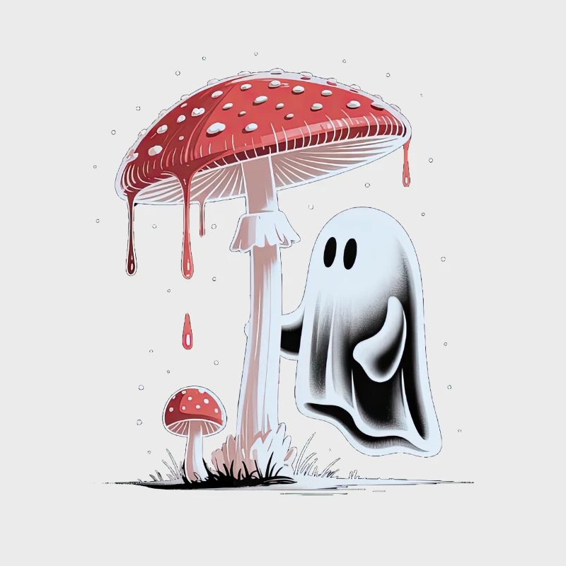 Halloween Whimsical Ghost & Toadstool Cottagecore