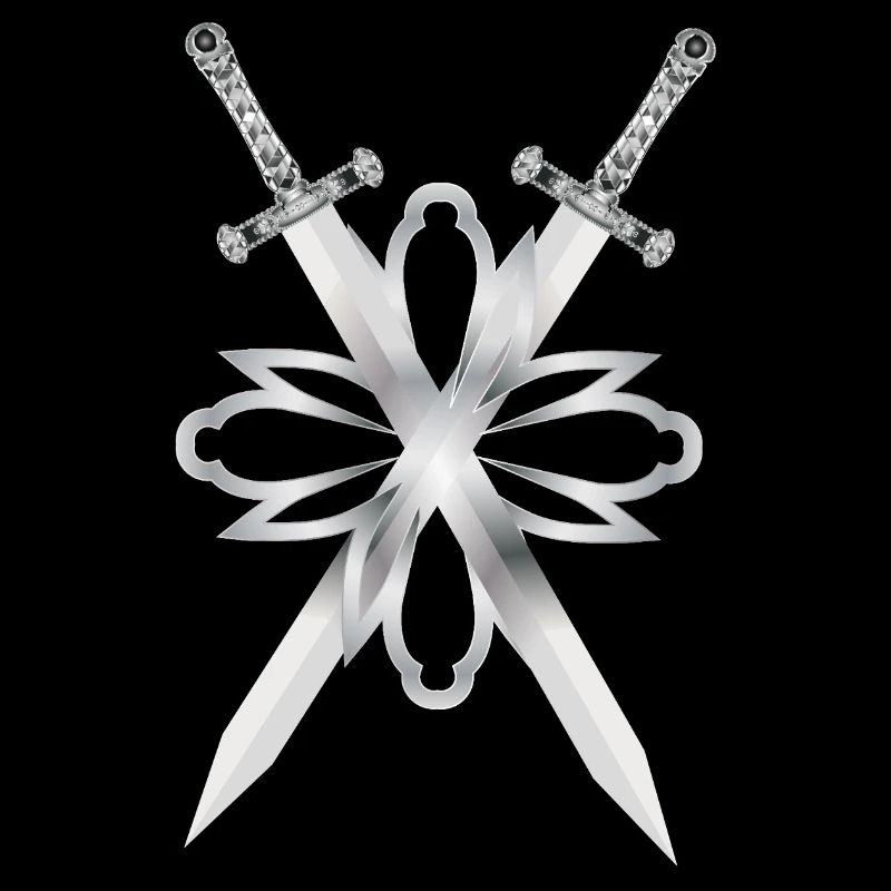 Two swords in silver ornament