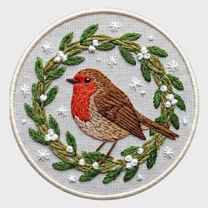 Robin mistletoe Christmas (printed)