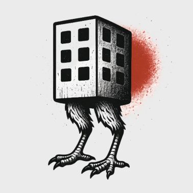 Edificio cubico con gambe