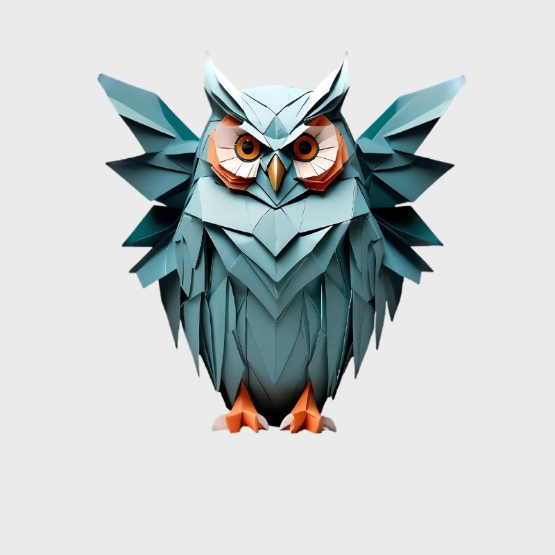 Blau Low-Poly Eule Design