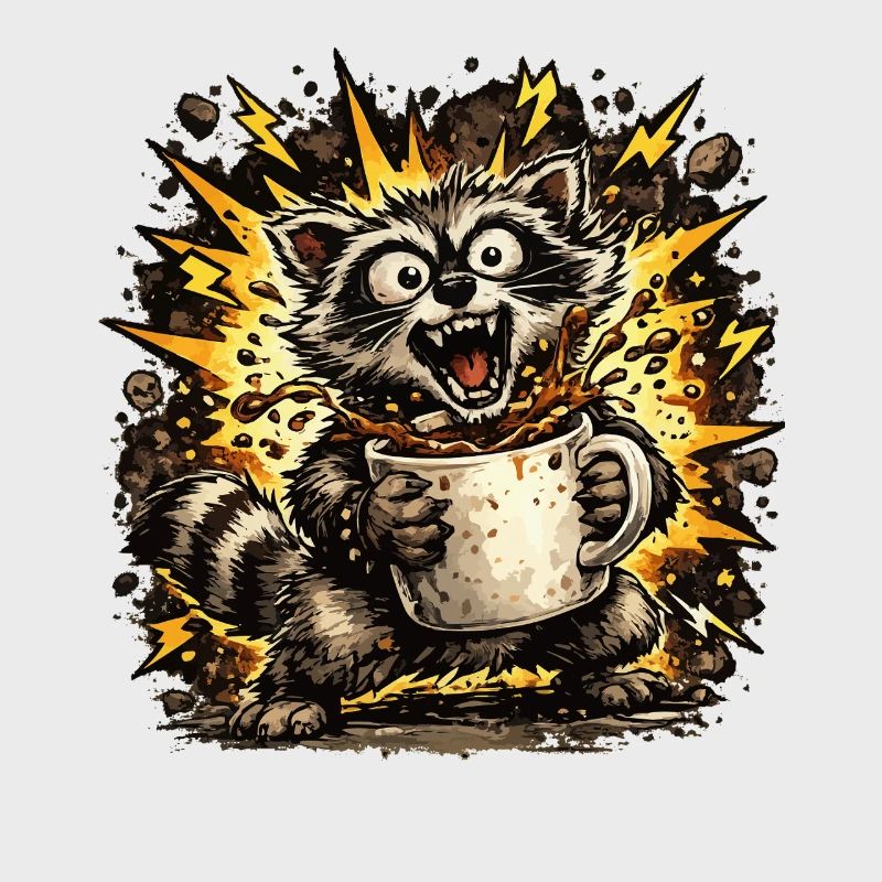 Raton laveur grattant le café