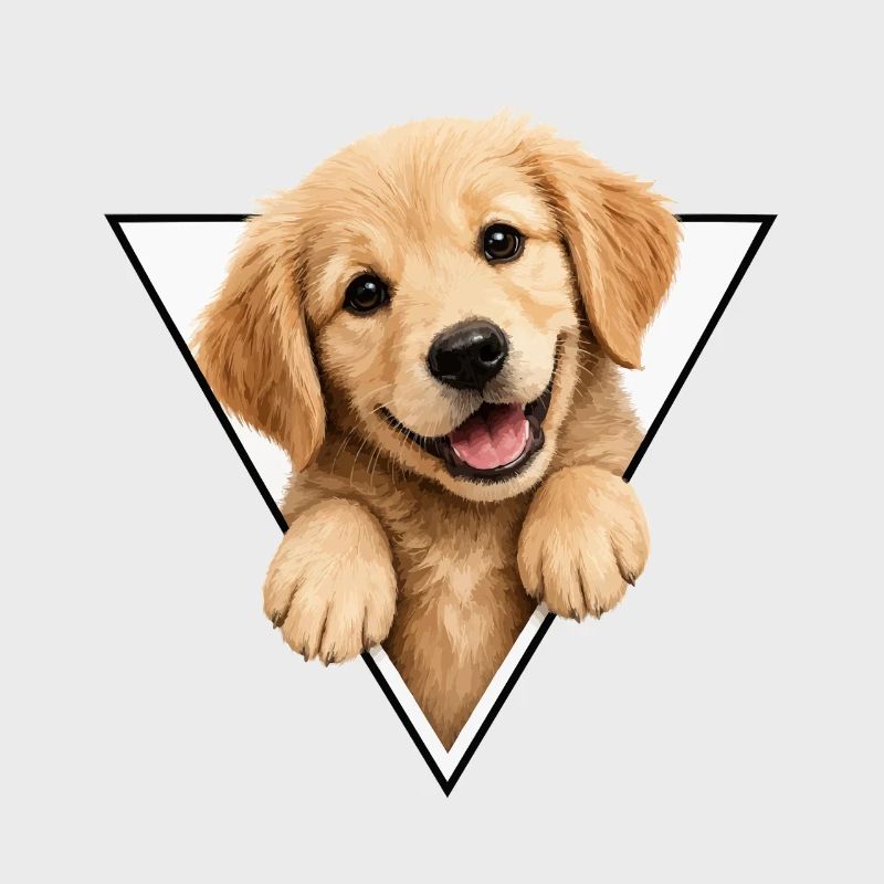 Dog pup in triangle frame