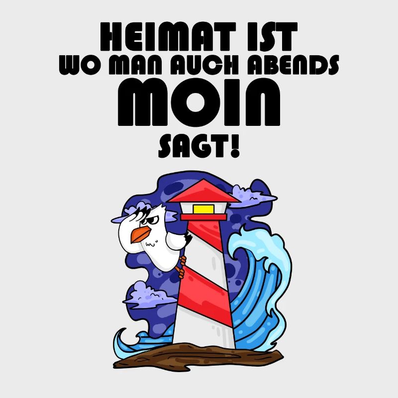 Nordsee Plattdeutsch Spruch Moin Möwe Leuchtturm