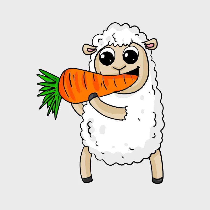 Sheep eats carrot