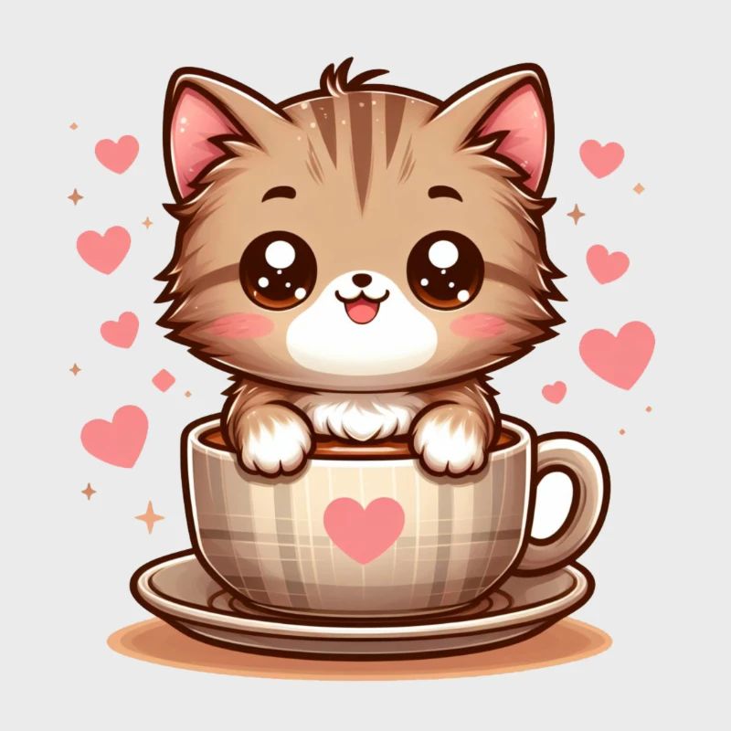 Katze mit Kaffeebecher 2