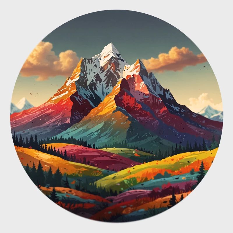 Bunte Berge und Wälder mit einer dynamischen Landschaft
