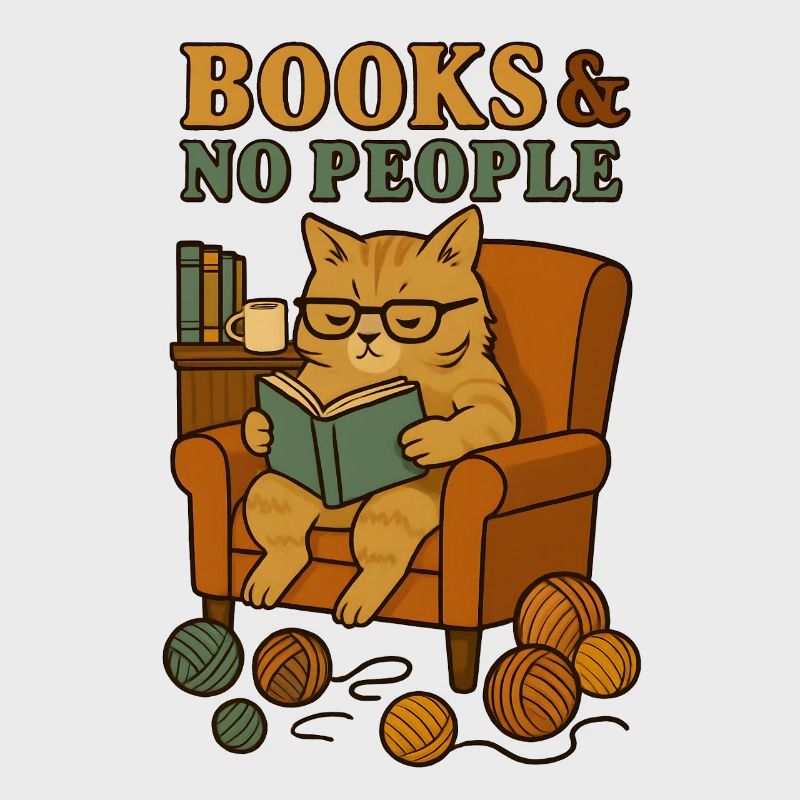 Cat reader in a comfortable armchair