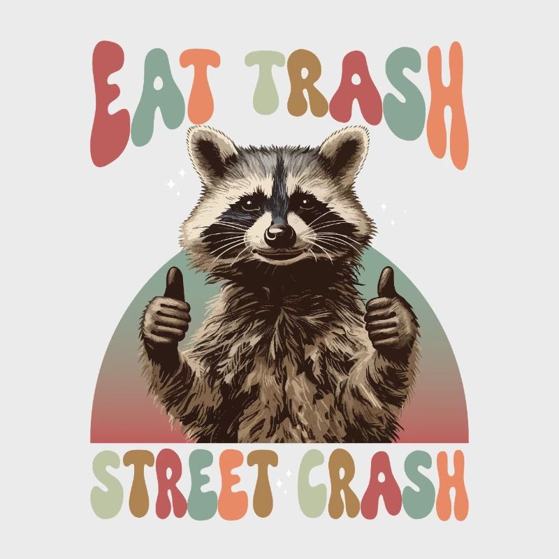 Mème de raton laveur mangeant des déchets dans la rue