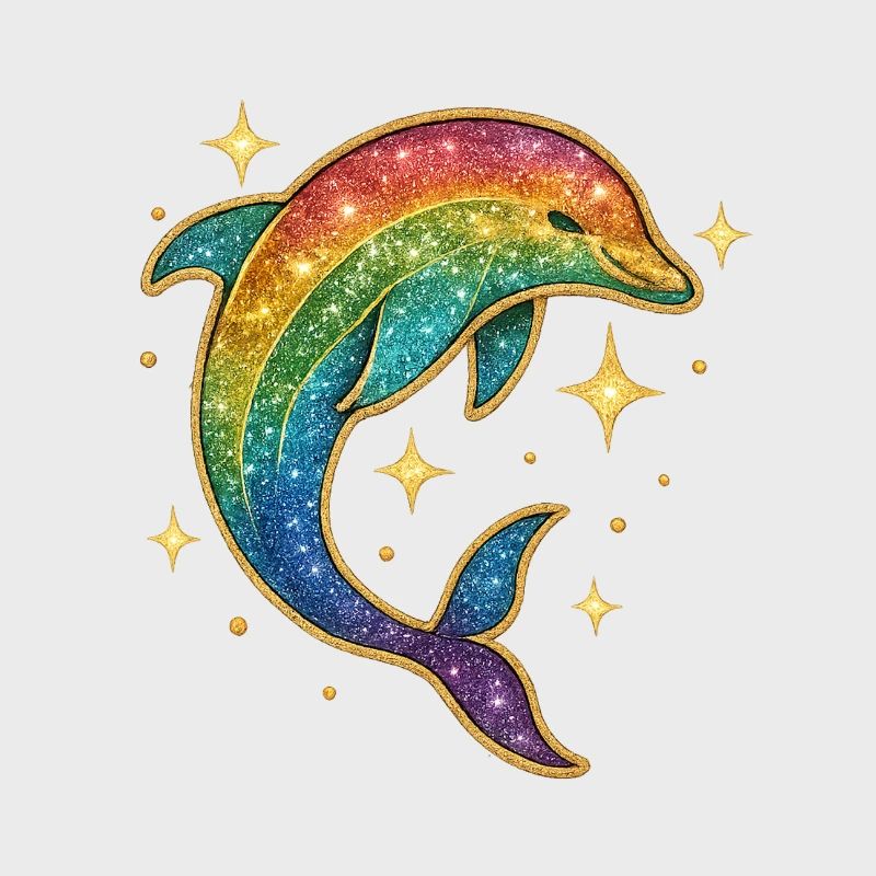 Rainbow Dolphin Star Glitter