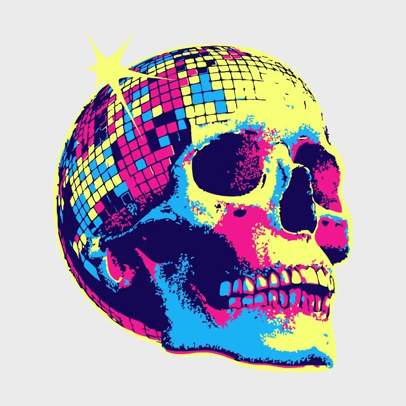 Crâne disco néon