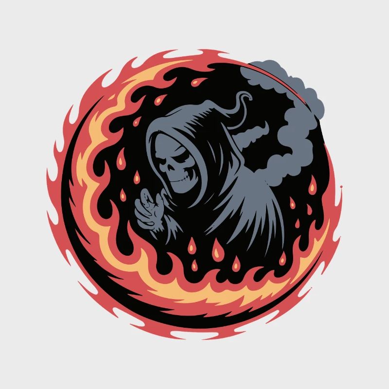 Flaming Grim Reaper Circle