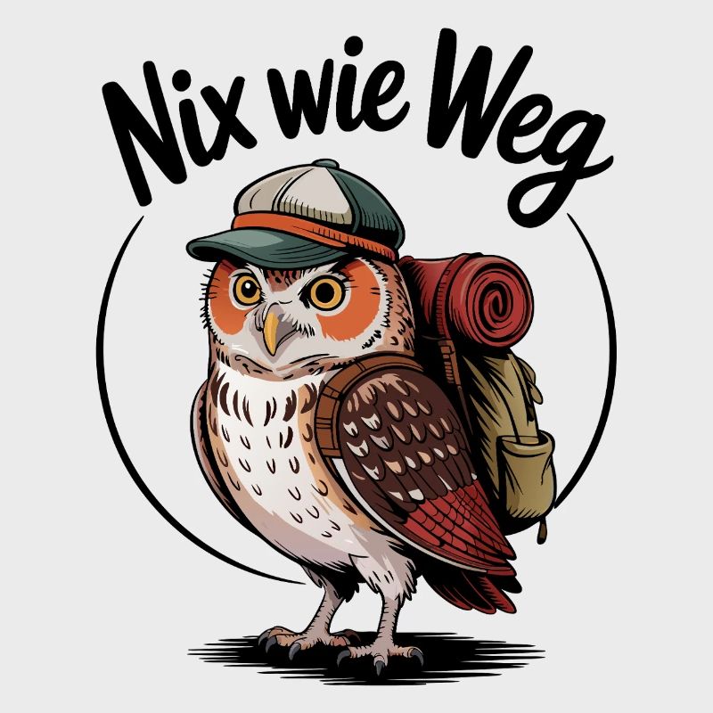 Waldwanderer Eule mit Rucksack