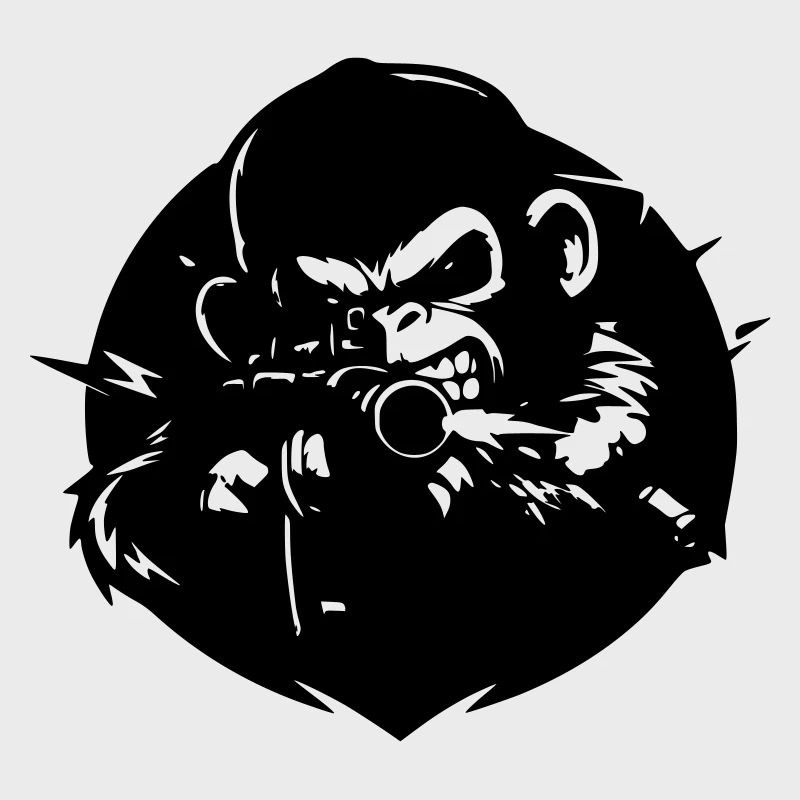 Affe mit Gewehr