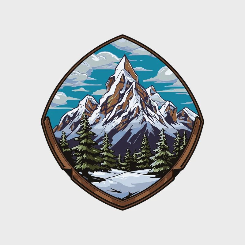 Mountain Summit Shield Emblem Mountains