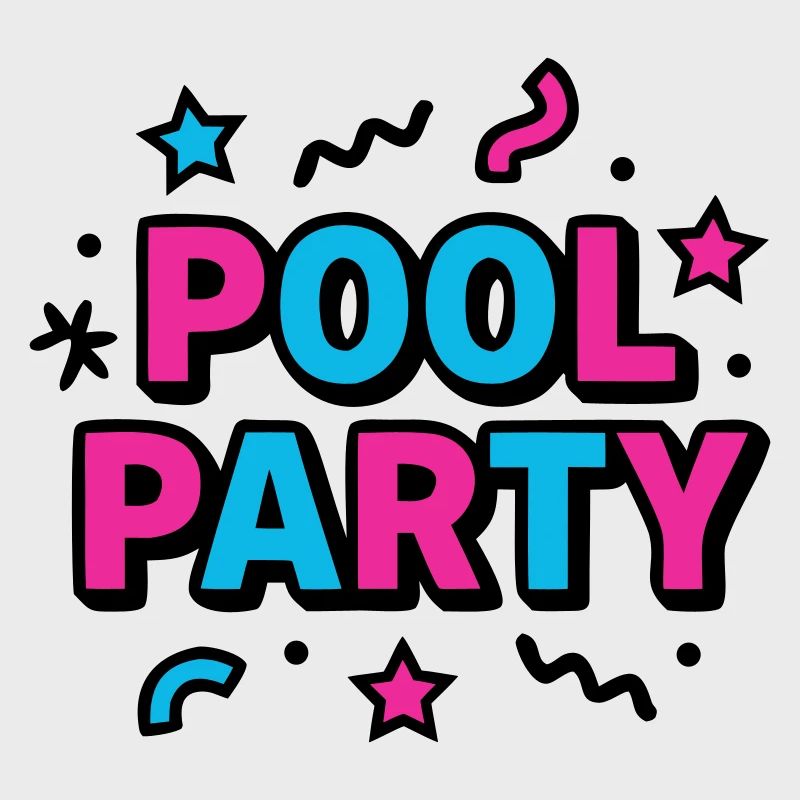 Pool Party 90er Schriftzug