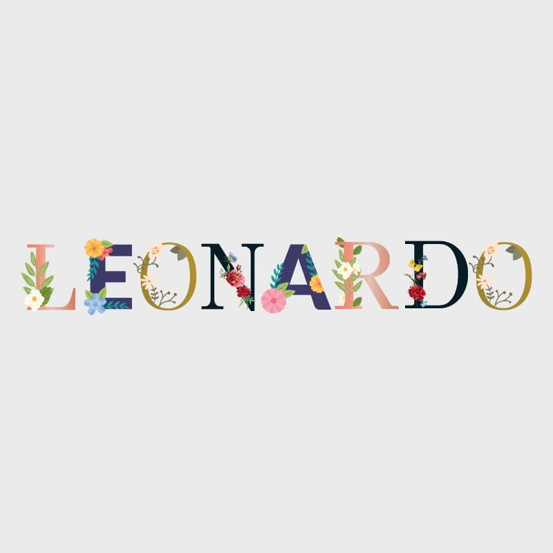 Le nom de LEONARDO décoré de fleurs